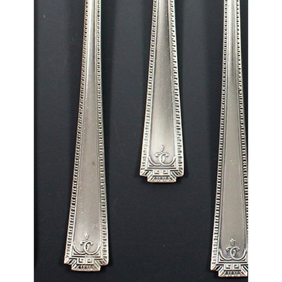 National Silver Co DORIC Silverplate 7 Pcs - Iced Tea Spoons & Dessert Fork - Picture 3 of 7